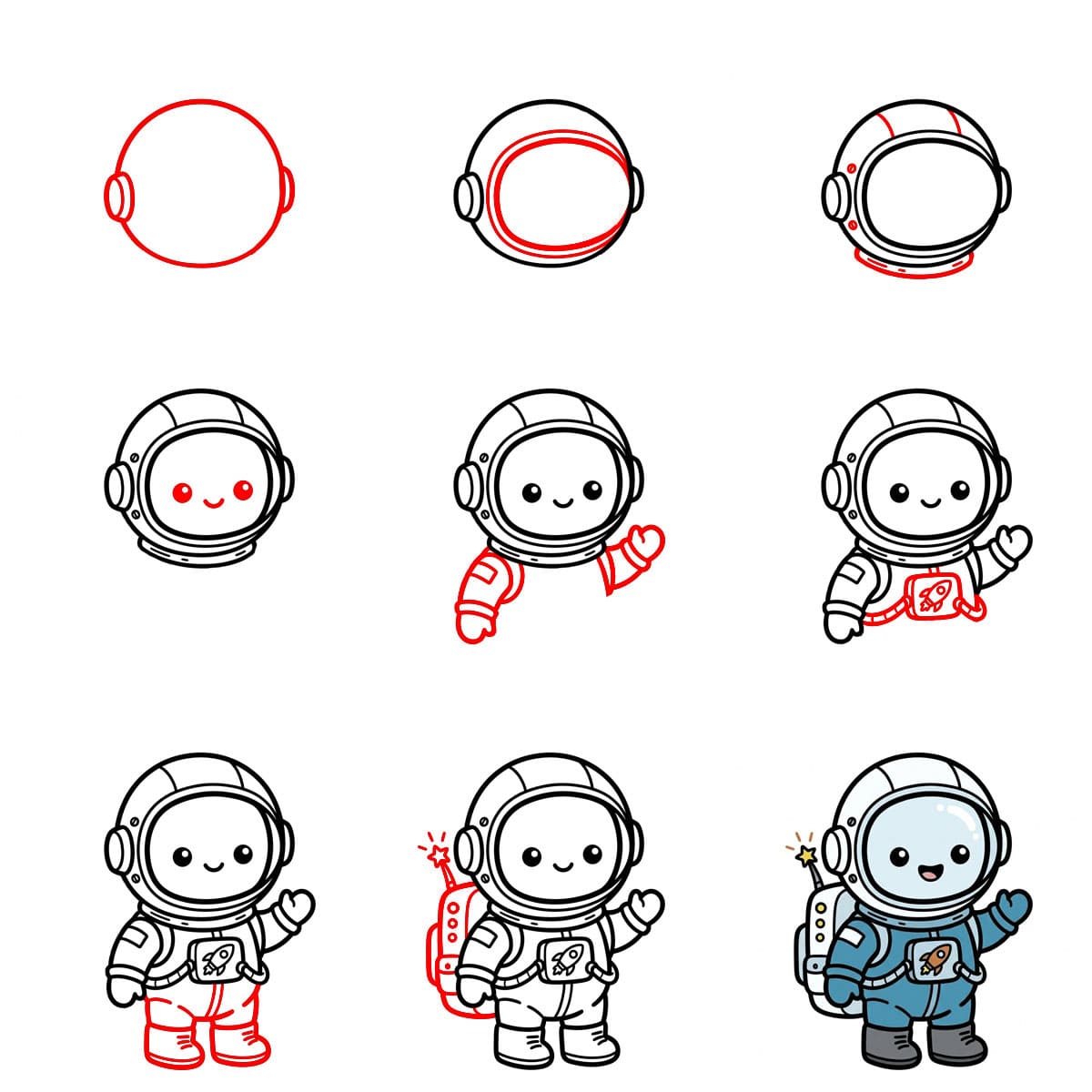 Astronautti chibi piirustus