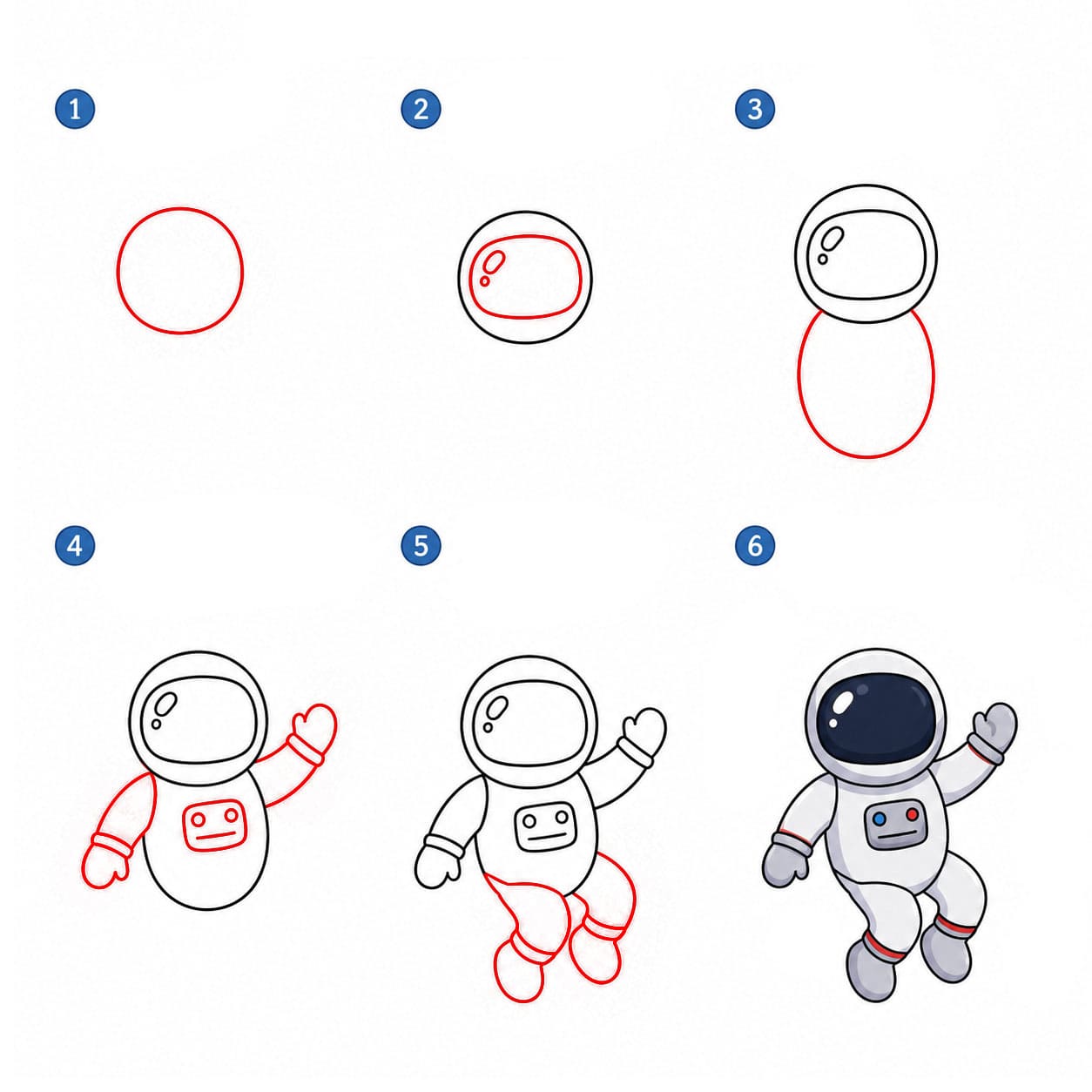 Astronautti heiluttaa piirustus