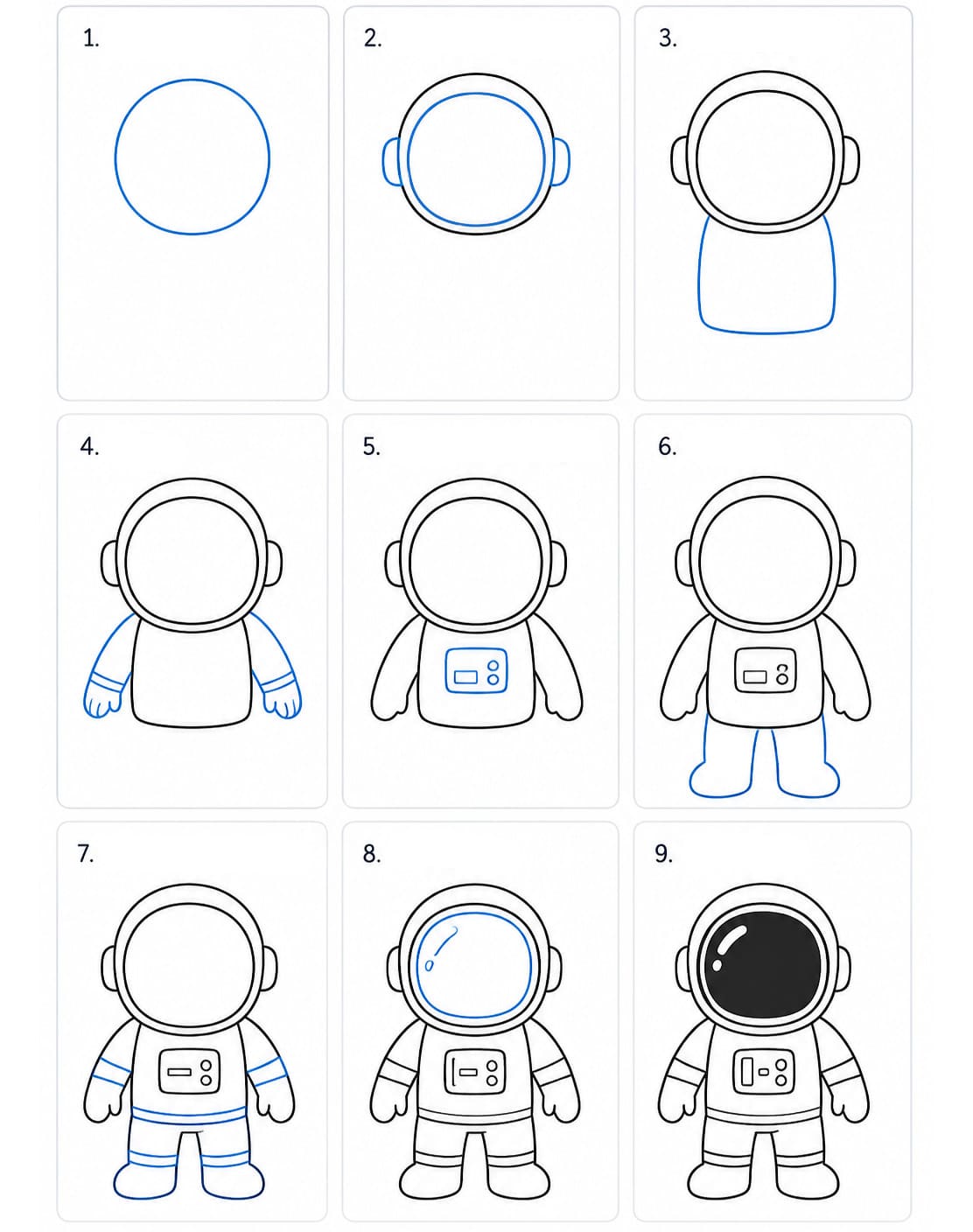 Astronautti helppo piirustus