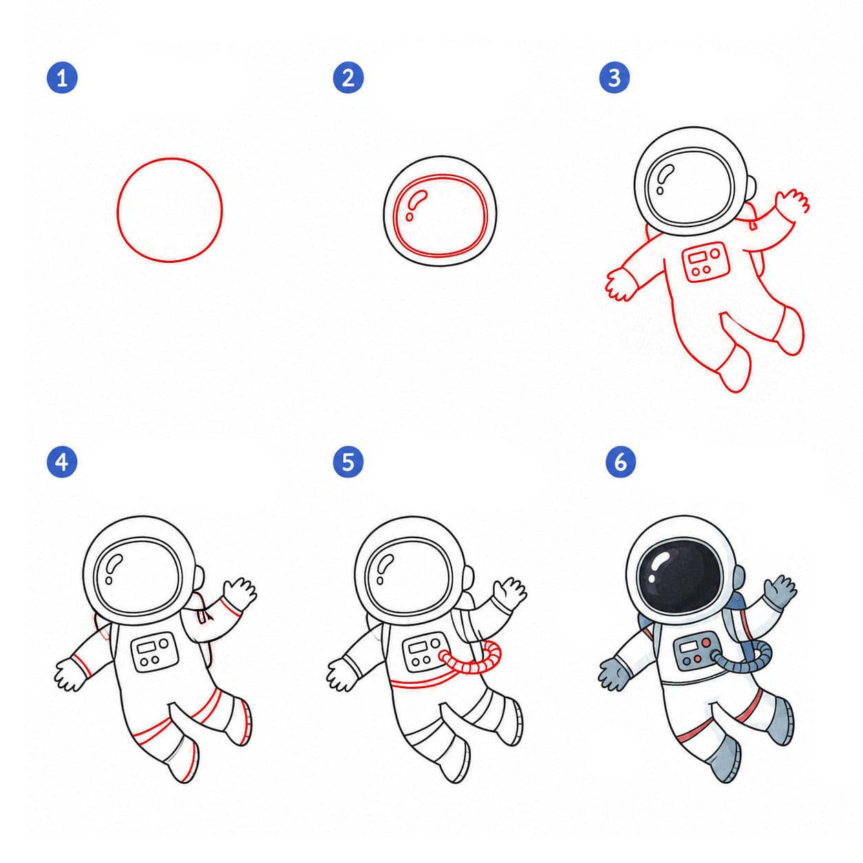 Astronautti leijuu ilmassa piirustus