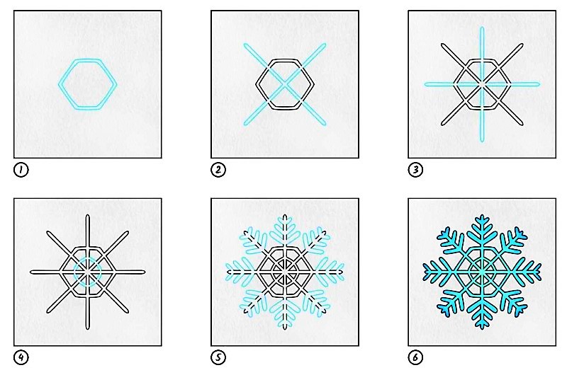 Lumihiutale-idea 8 piirustus