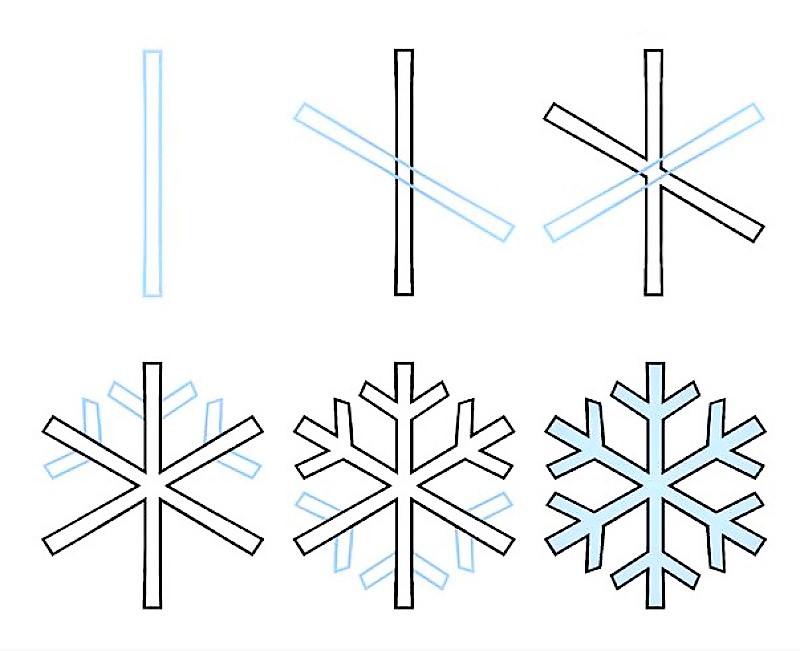 Yksinkertaisten lumihiutaleiden piirtäminen piirustus