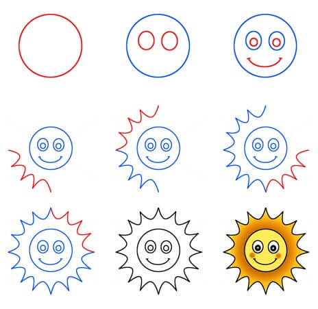 Auringon hymy (3) piirustus