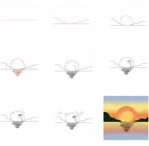 Auringonlaskun idea (1) piirustus