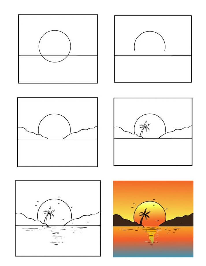 Auringonlaskun idea (12) piirustus