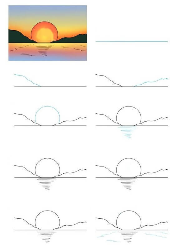 Auringonlaskun idea (13) piirustus