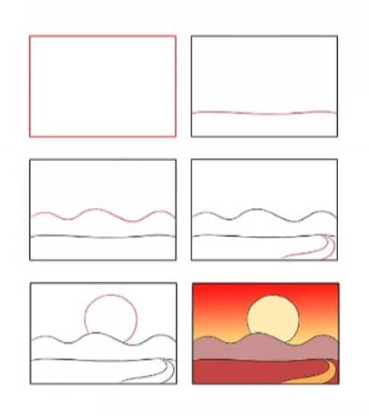Auringonlaskun idea (3) piirustus