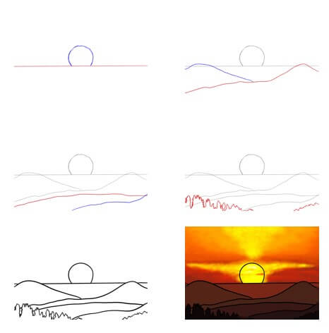 Auringonlaskun idea (7) piirustus