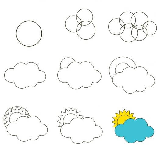 Aurinko pilvien takana (1) piirustus