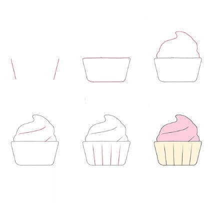 Cupcakes yksinkertainen piirustus piirustus