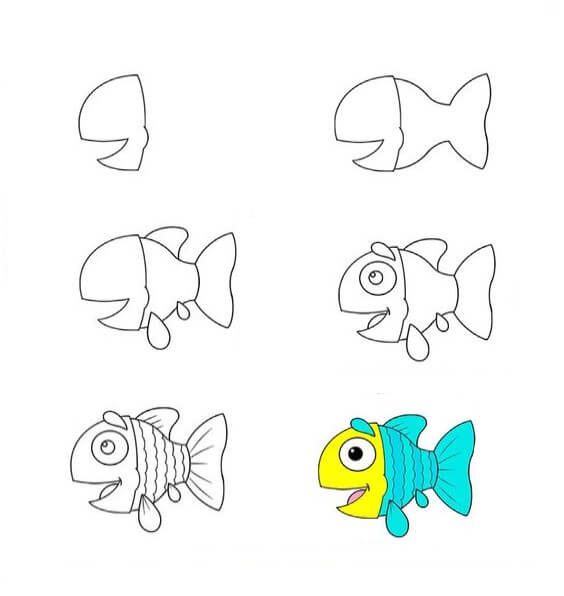 Goby kala 2 väriä piirustus