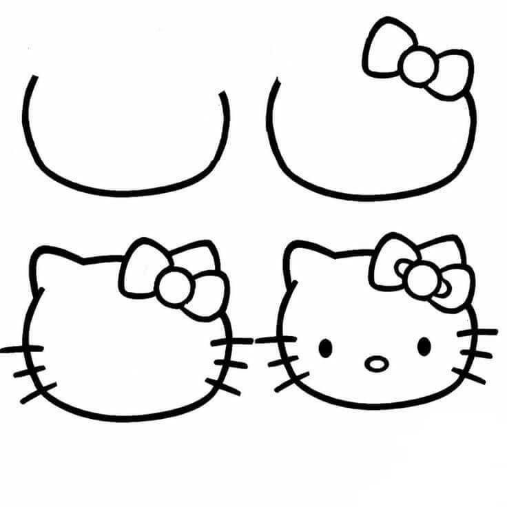 Hello kitty pää (3) piirustus
