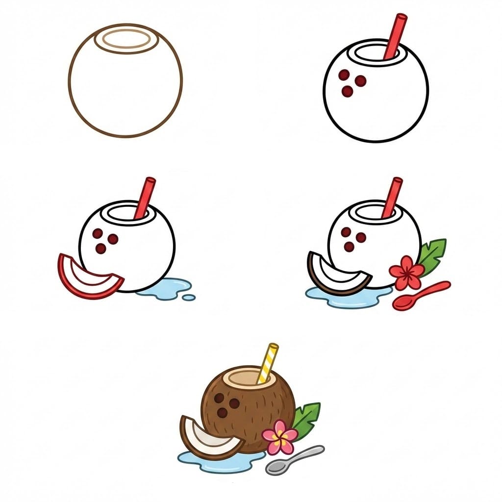 Kesäkookospähkinä piirustus