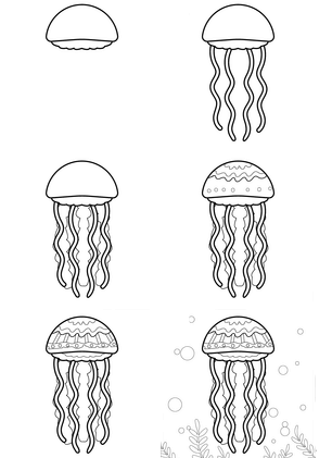 Meduusan säteily piirustus