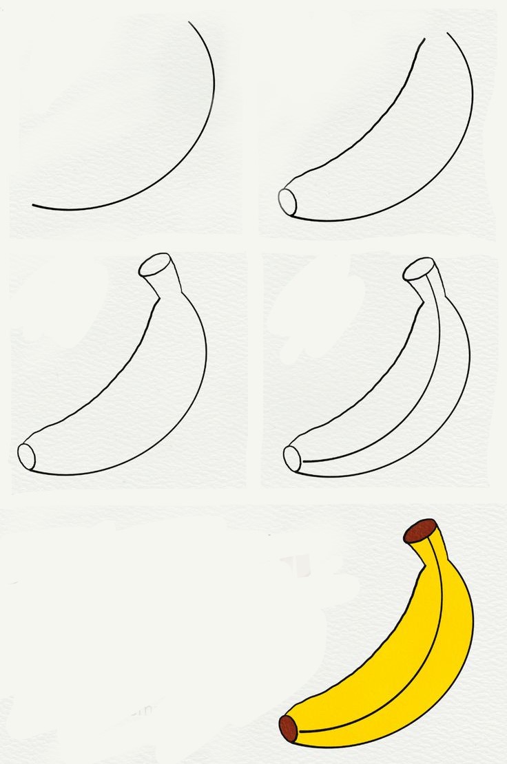 Piirrä yksinkertainen banaani 2 piirustus