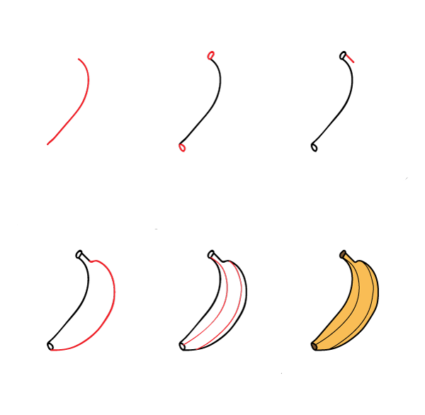 Piirrä yksinkertainen banaani piirustus