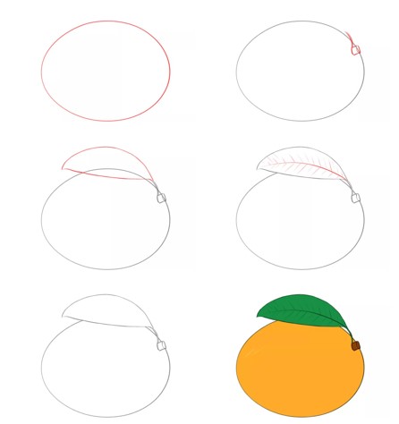 Piirrä yksinkertainen mango piirustus