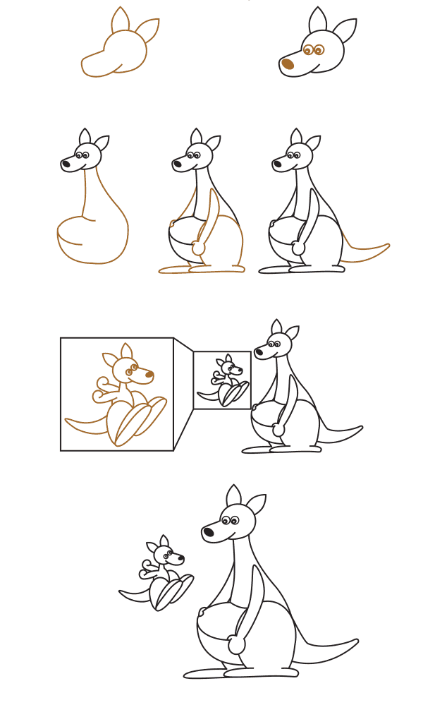 Realistinen kenguru (3) piirustus