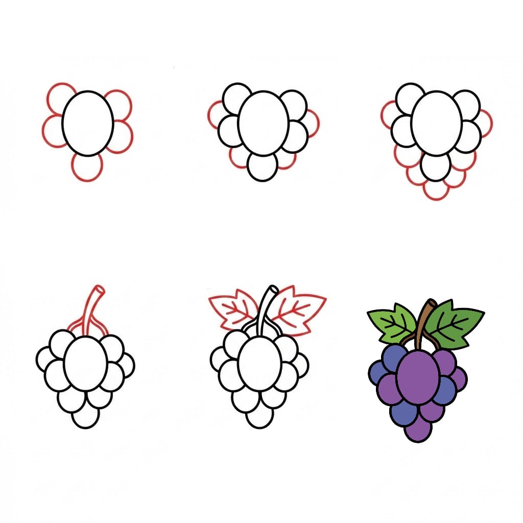 Rypäleterttu lehdellä piirustus