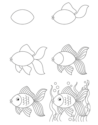 Sarjakuva kala piirustus