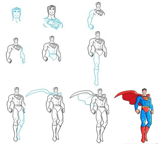 Superman koko keho 2 piirustus