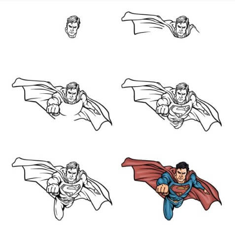 Superman lentää taistelemaan 4 piirustus