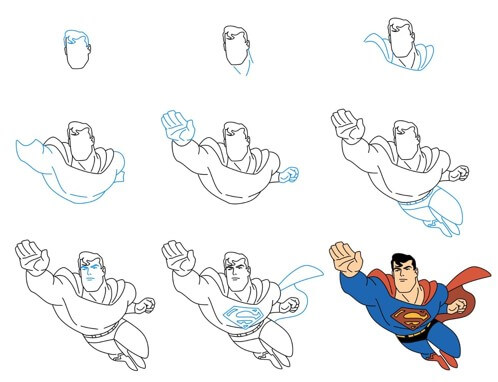 Superman lentää taistelemaan 6 piirustus