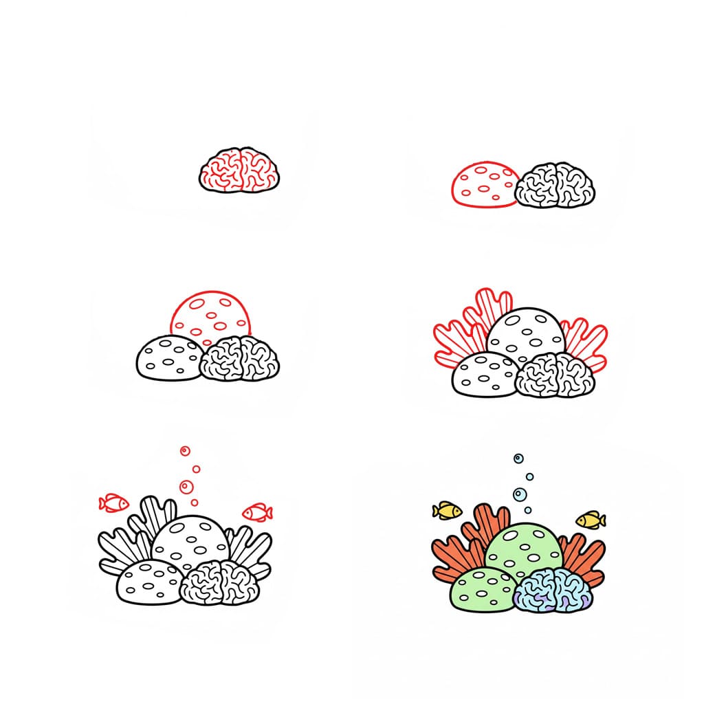 Tulosta helppo koralli piirustus