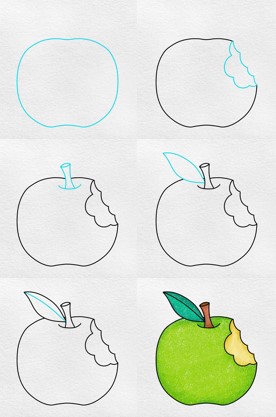Vihreä omena piirustus