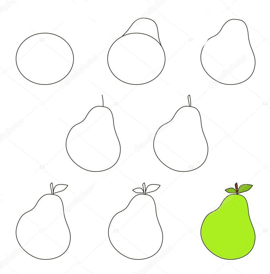Vihreä päärynä piirustus