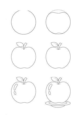 Yksinkertainen omenapiirros piirustus