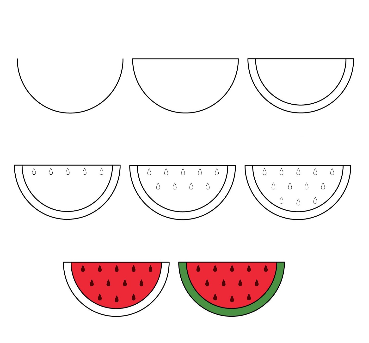 Yksinkertainen vesimelonipiirros piirustus