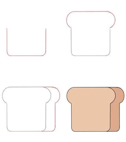 Yksinkertaisen leivän piirtäminen piirustus