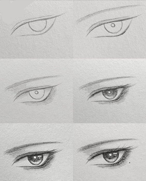 Idea anime silmät (13) piirustus