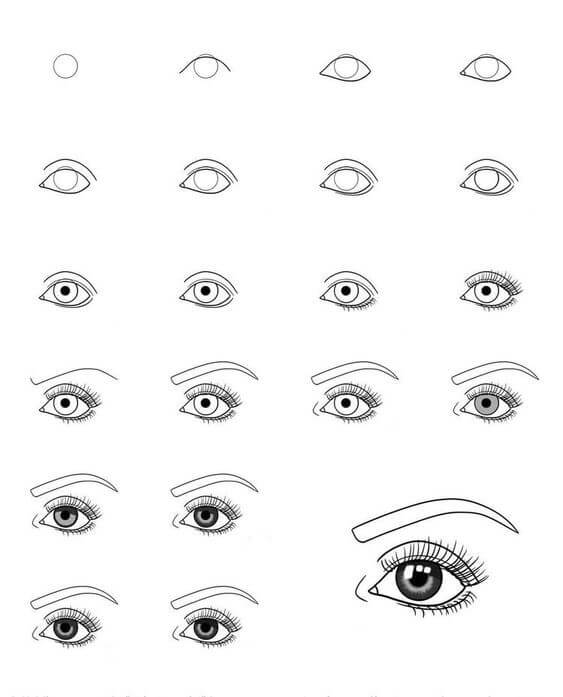 Idea anime silmät (15) piirustus