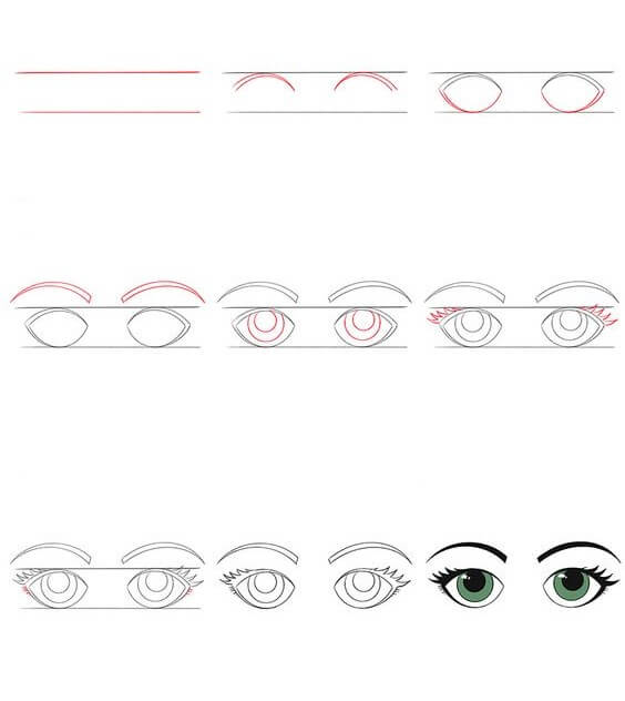 Idea anime silmät (16) piirustus