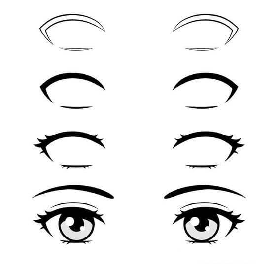 Idea anime silmät (21) piirustus