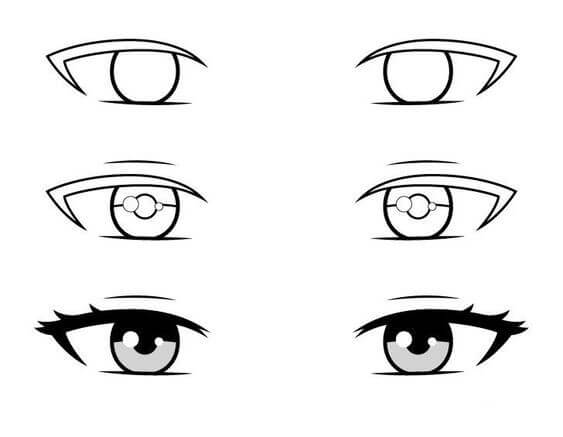 Idea anime silmät (26) piirustus