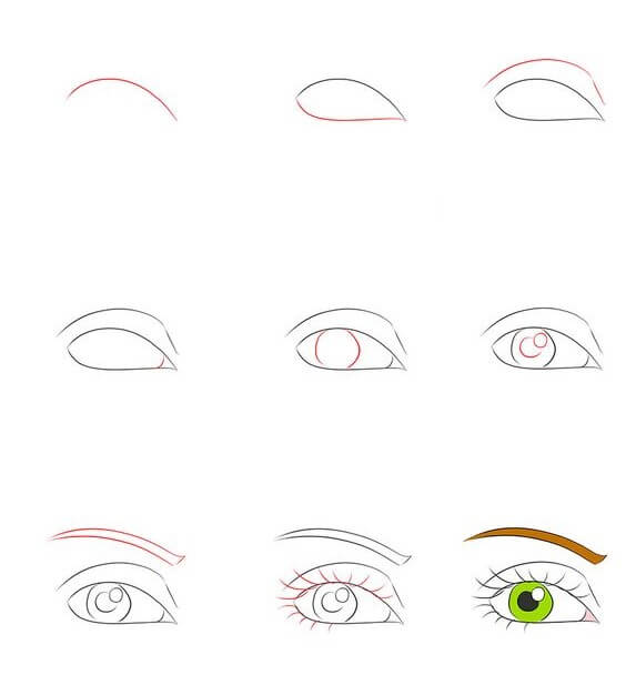 Idea anime silmät (3) piirustus