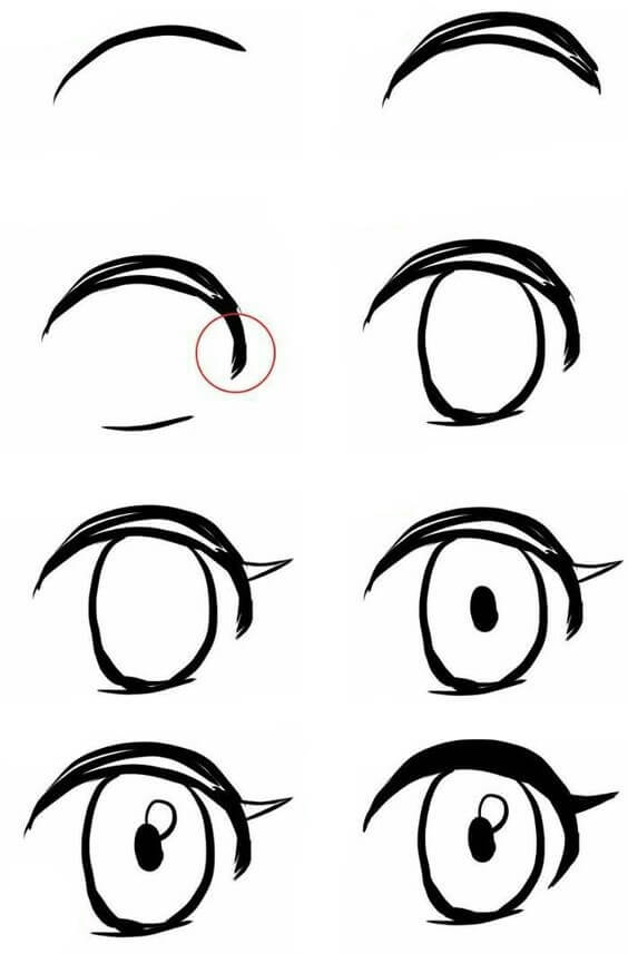 Idea anime silmät (30) piirustus