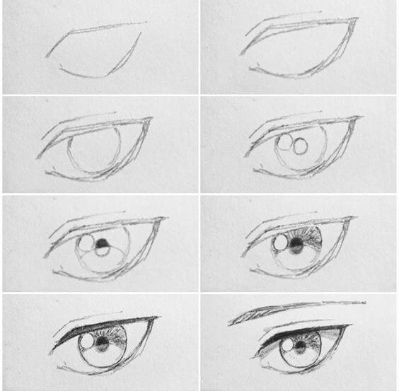 Idea anime silmät (35) piirustus