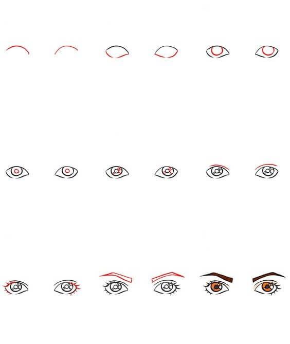 Idea anime silmät (36) piirustus