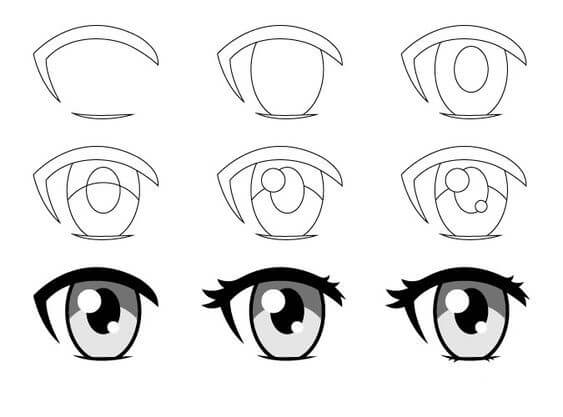 Idea anime silmät (37) piirustus