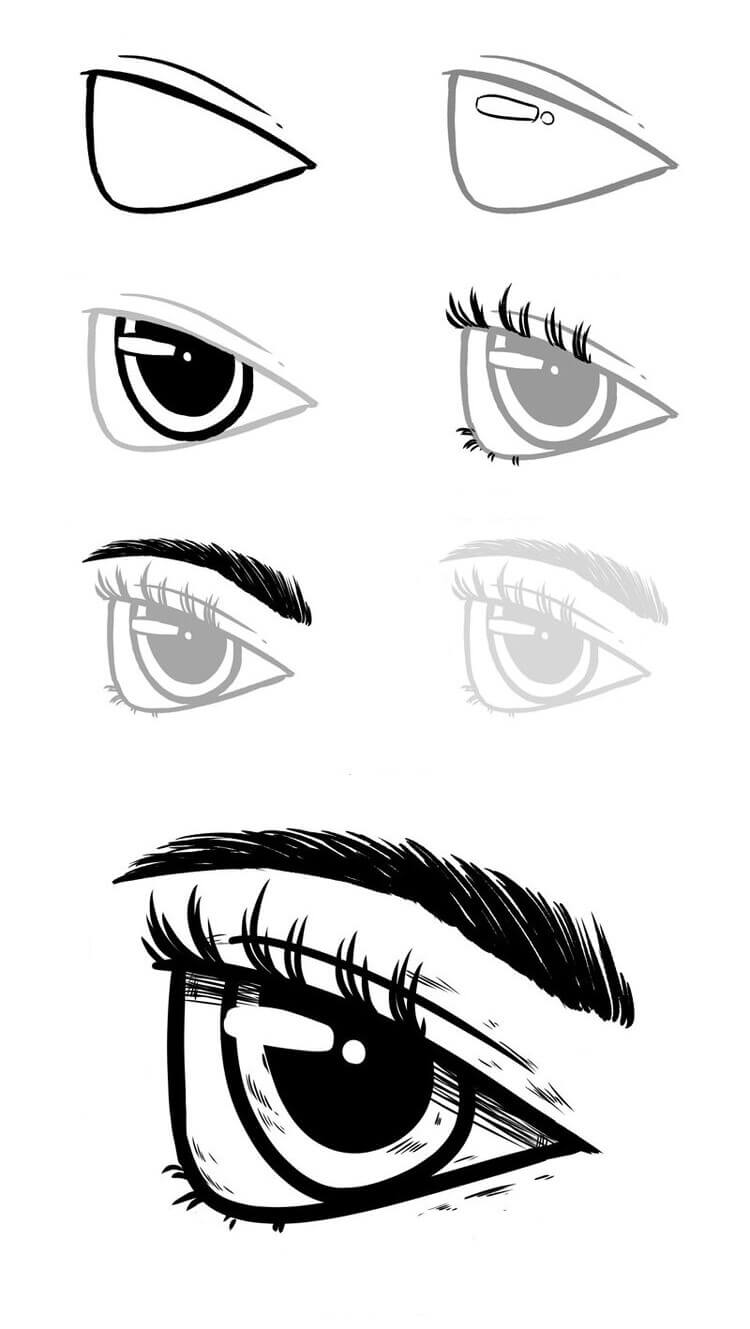 Idea anime silmät (38) piirustus