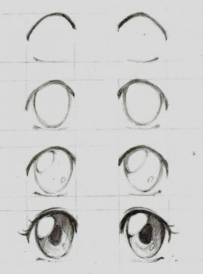 Idea anime silmät (4) piirustus
