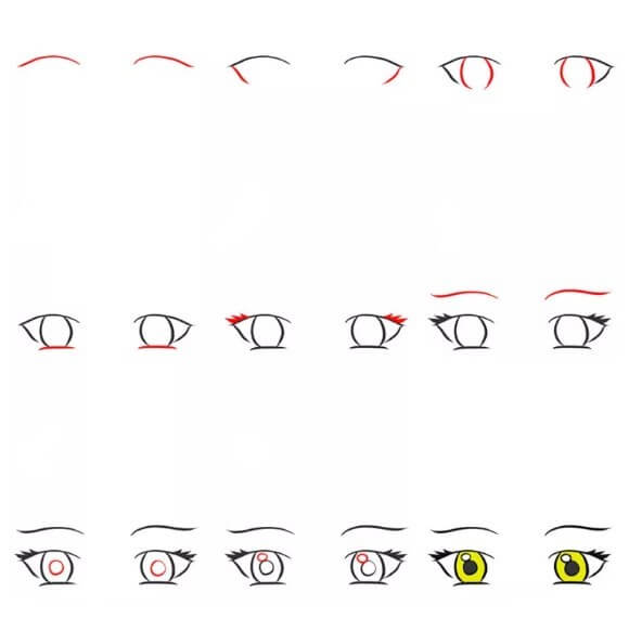 Idea anime silmät (41) piirustus