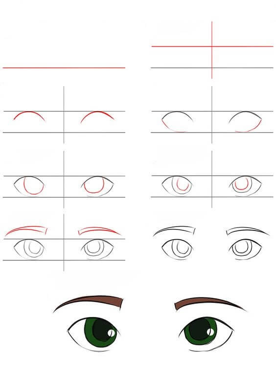 Idea anime silmät (5) piirustus