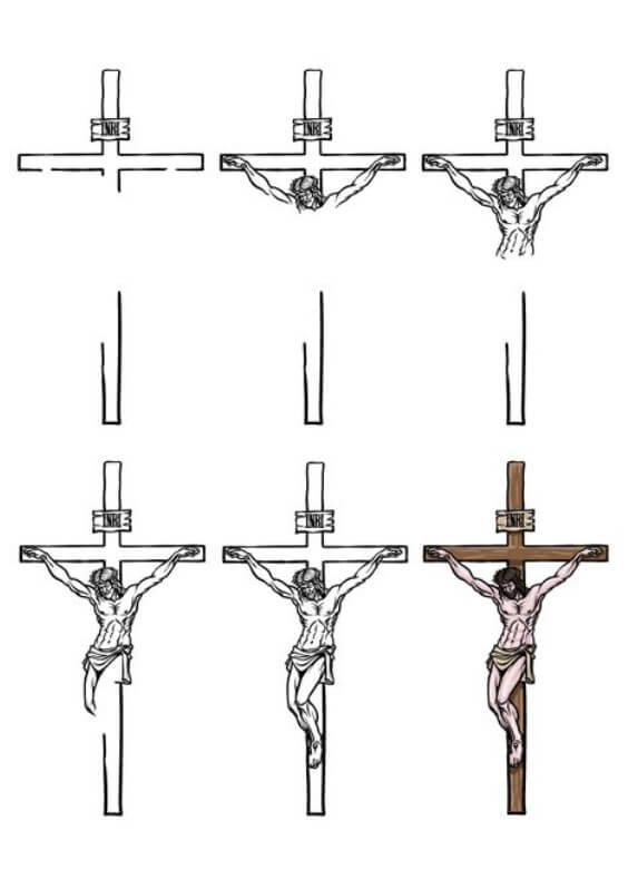 Jeesus on ristillä (1) piirustus