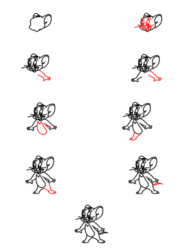 Jerry-hiiren piirtäminen yksinkertaista (1) piirustus