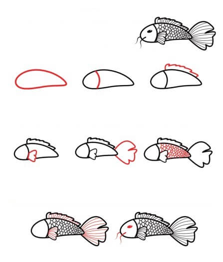Koi kala idea (7) piirustus